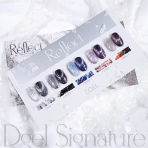 DGEL Signature reflect collection, reflective magnet gel with excellent pigment and incredible shine, 5 x 12 ml bottles