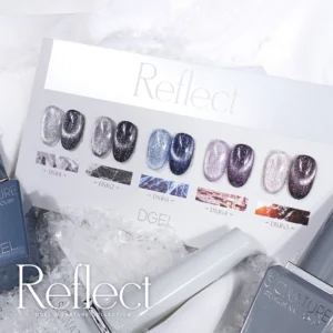 DGEL Signature reflect collection, reflective magnet gel with excellent pigment and incredible shine, 5 x 12 ml bottles